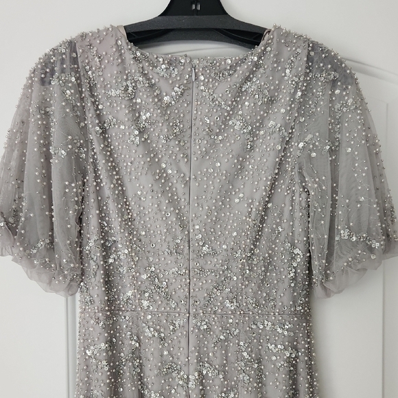 Aidan Mattox Silver Sequin and Pearl Dress - Picture 5 of 12